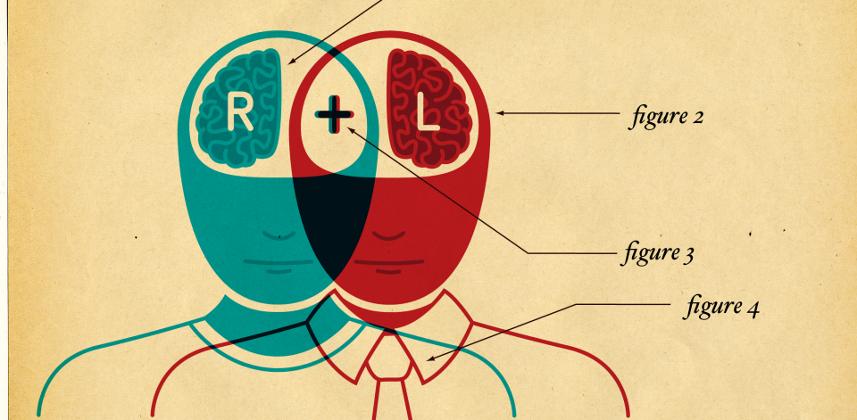 Graphic depiction of left- and right-brain