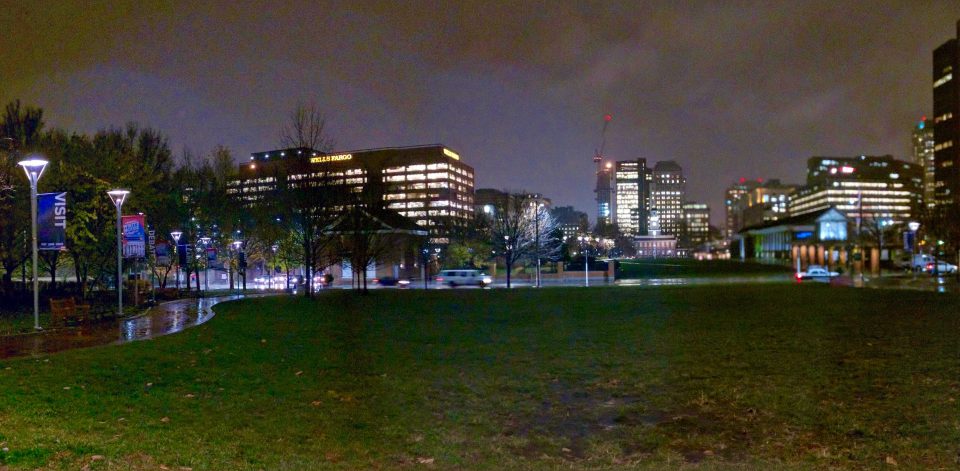 panorama night photo of philadelphia street