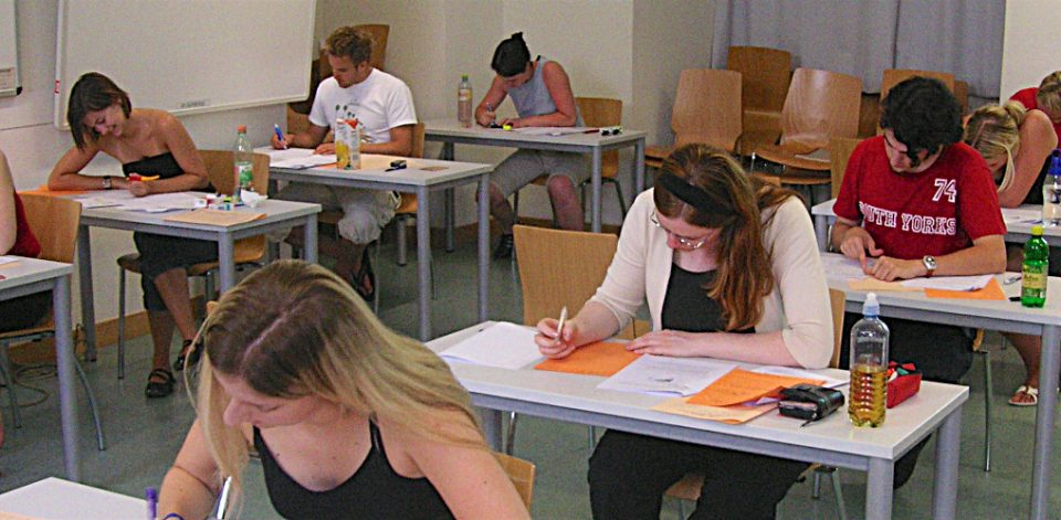 students taking a test