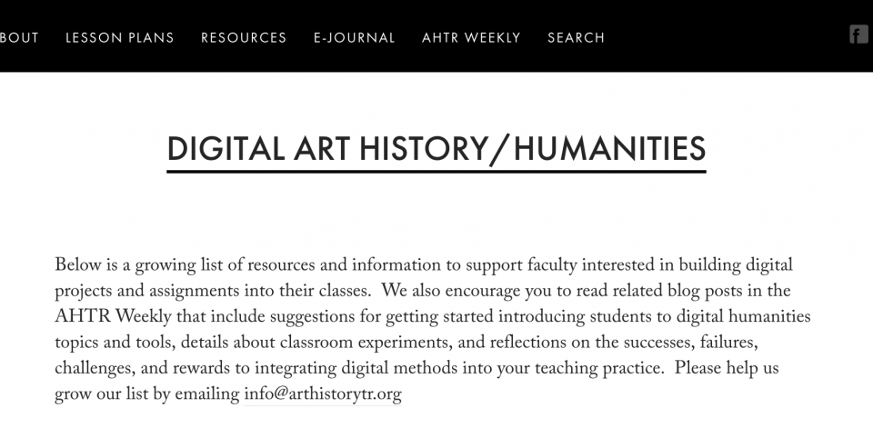 Screenshot of AHTR DAH webpage