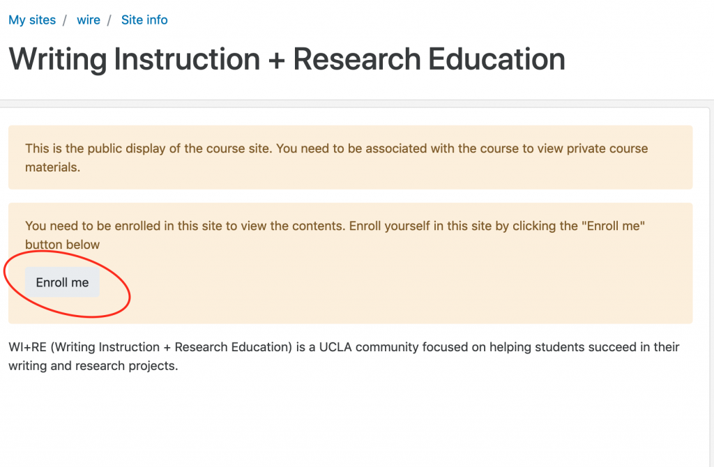 Screenshot for Self-Enroll in WI+RE site