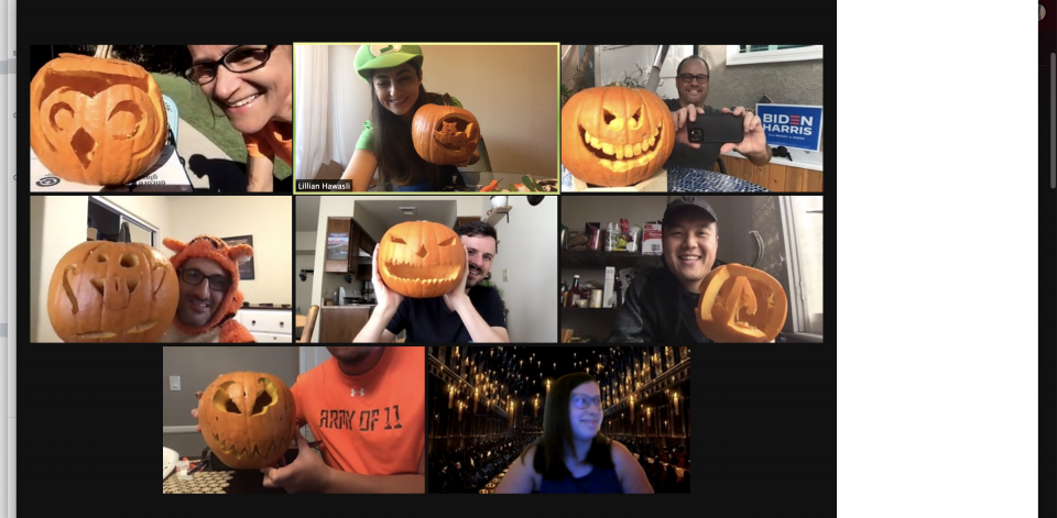 screenshot of pumpkin carving event on Zoom